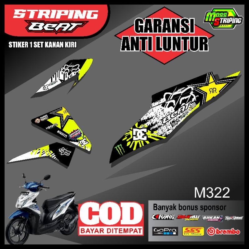 Striping Setiker motor Honda Beat Fi 2012 2013 2014 2015 - Setriping Stiker Sticker Variasi setrip s