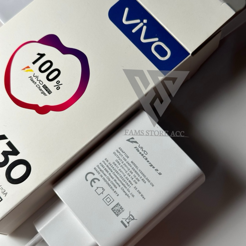 ADAPTOR CHARGER VIVO 33WATT ORIGINAL FAST CHARGING VIVO Y21 Y21A Y21S Y22 V20 V21