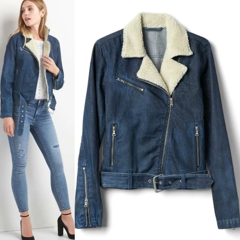 Gap sherpa zipper motto denim jacket