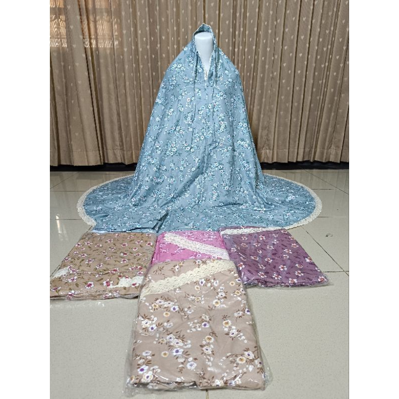 GROSIR 5pcs MUKENA SETELAN KATUN MOTIF DEWASA MODEL 2 in 1 OLEH OLEH UMROH DAN HAJI