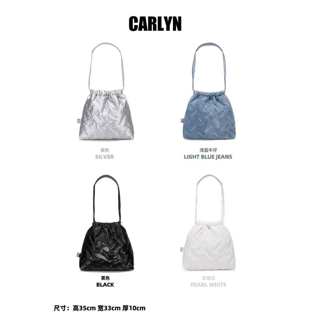Carlyn Bag Wanita Silver, Glossy Impor