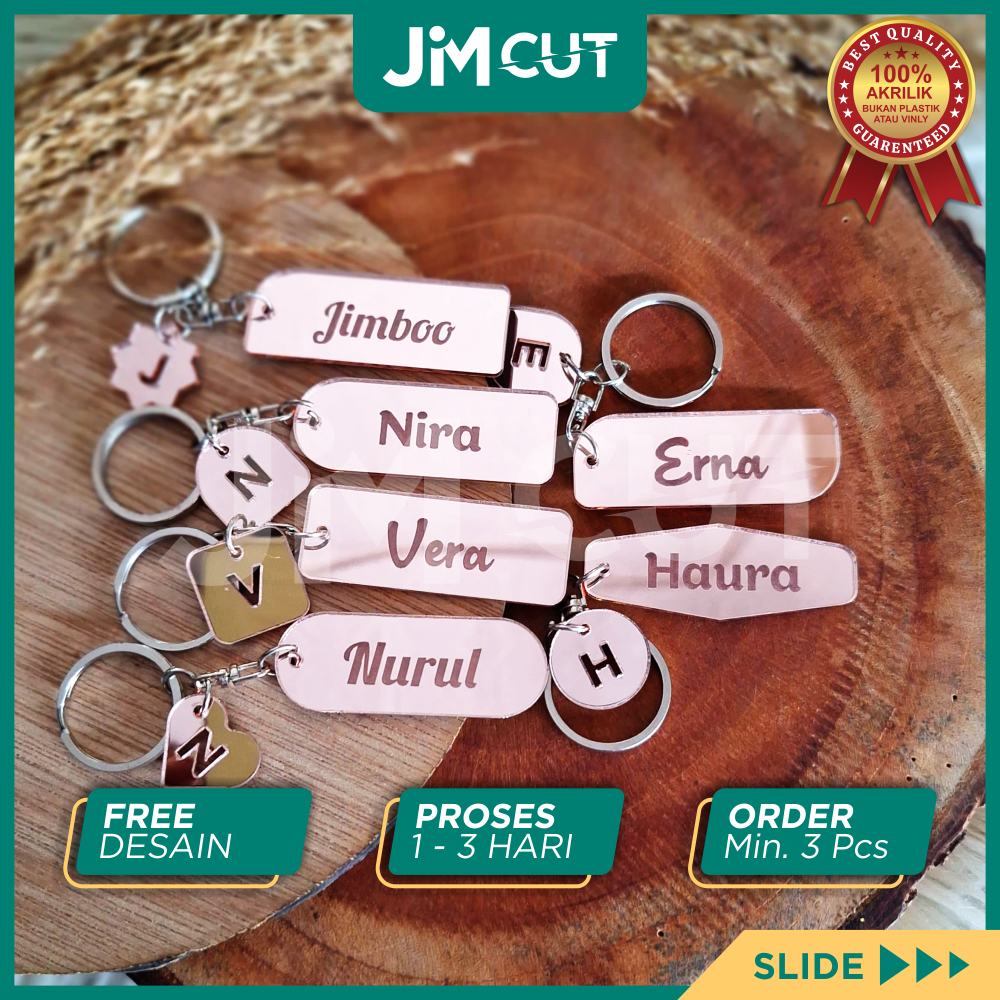GANTUNGAN KUNCI AKRILIK CUSTOM/ GANTUNGAN KUNCI CUSTOM NAMA DAN LOGO - JIMCUT