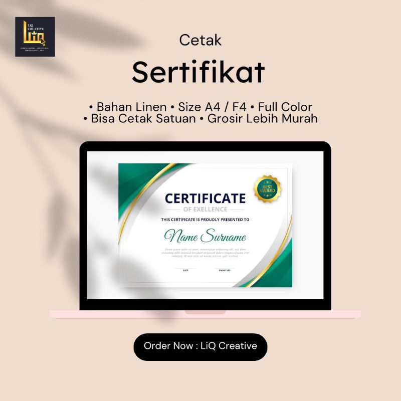 

CETAK SERTIFIKAT FULL COLOR BAHAN LINEN
