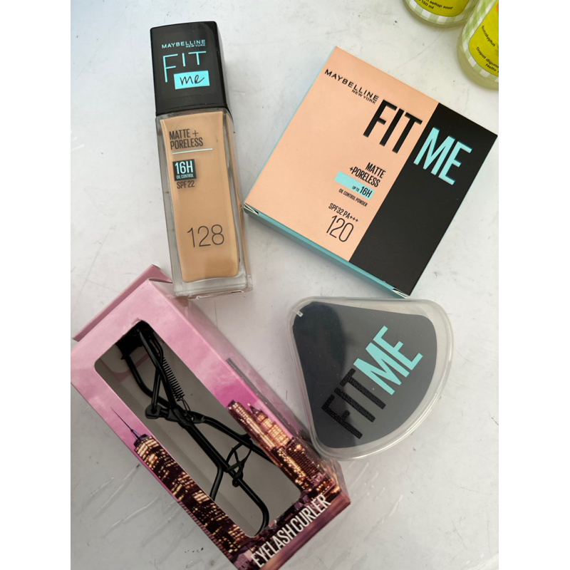 [Take All] Maybelline FACE Makeup Set KULIT KUNING LANGSAT - FIT ME Compact Powder 120 + FIT ME Liqu