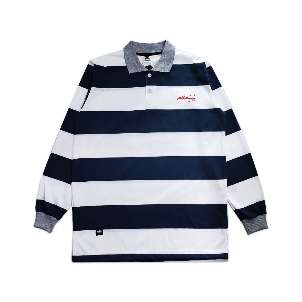 Metamorfosis Clothing - Longsleeve Rugby Shirt Amunik Navy White Chief Value Cotton 24's Heavy Weigh