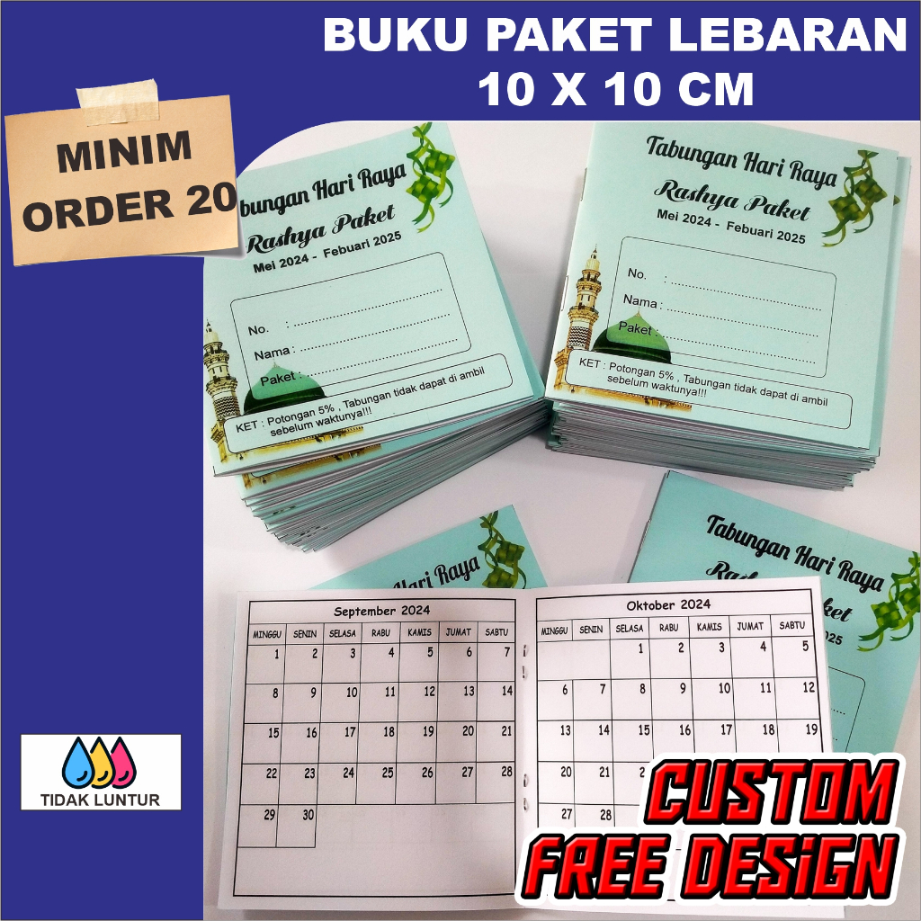 

Buku Paket kecil 10 x 10 isi 12 pcs / parcel Lebaran Model stempel harian