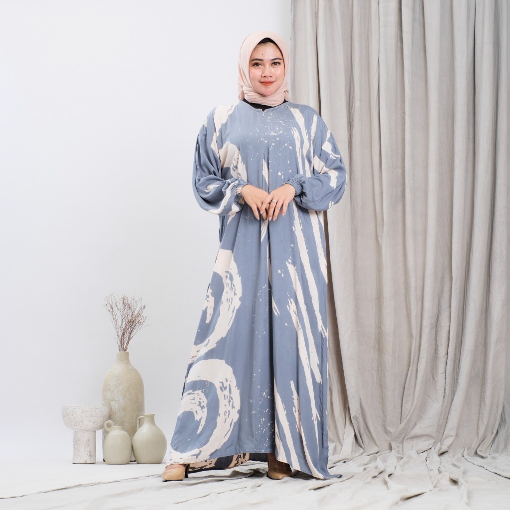 Rifina Kanaya Dress Rayon Premium Gamis Daily Simple Elegan-Softgrey
