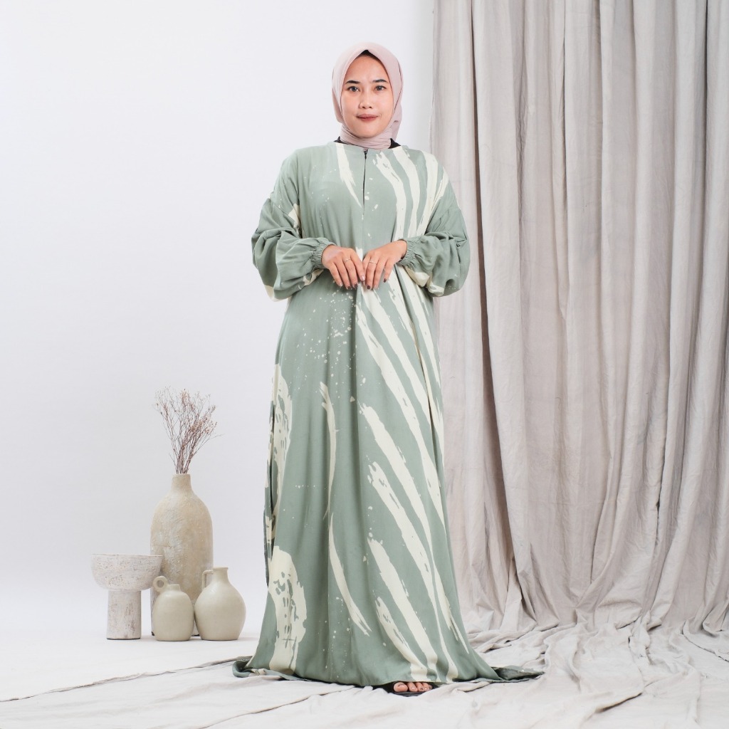 Rifina Kanaya Dress Rayon Premium Gamis Daily Simple Elegan-Sage