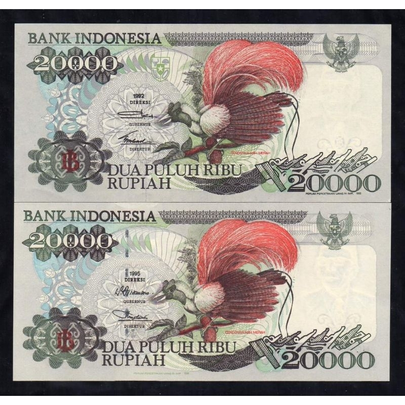 Uang Kuno 20000 Rupiah 1992 & 1995 Cendrawasih aUNC/UNC GRESS