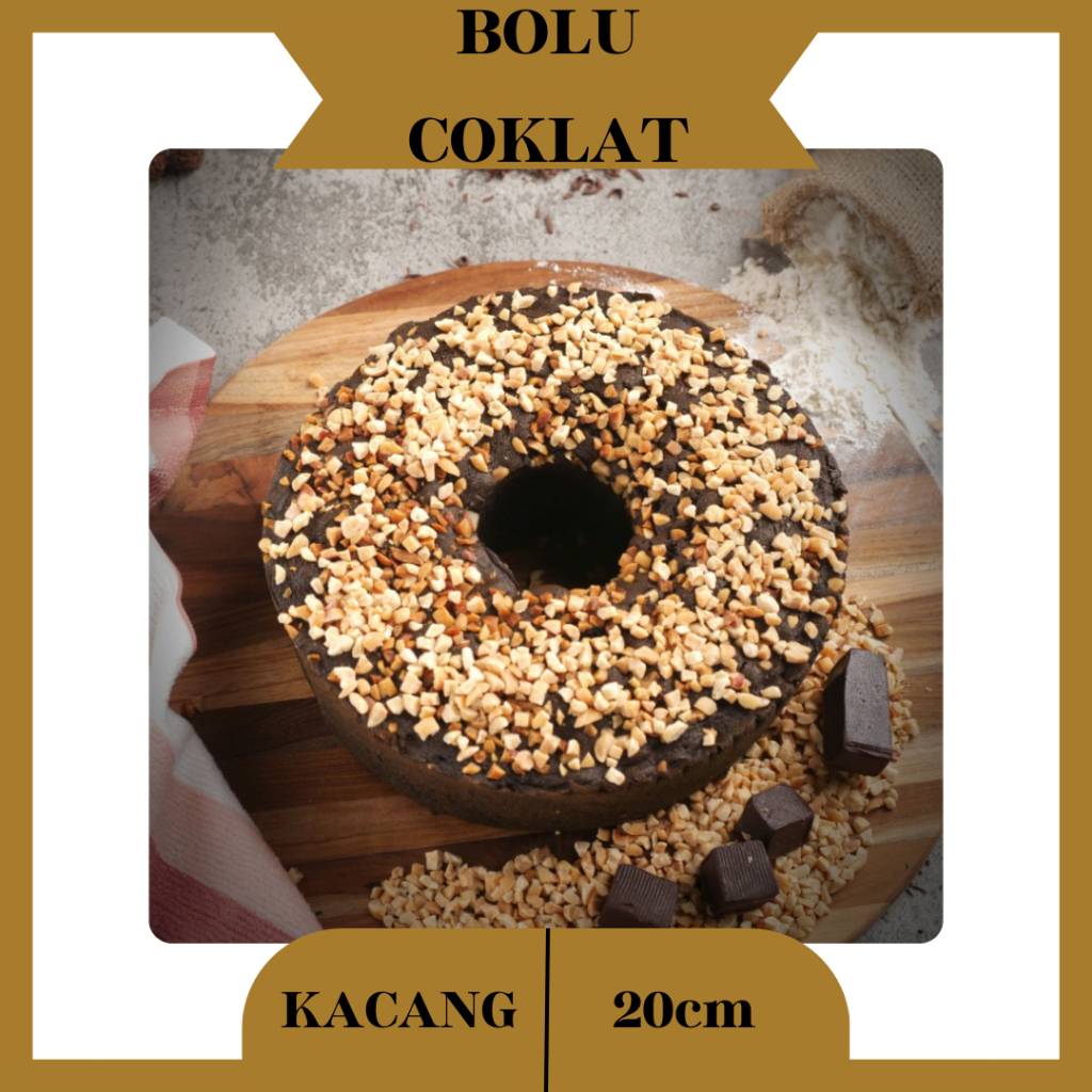 

Kue Bolu / Bolu Coklat / Marmer Cake / Marmer Coklat / Cake Marmer / Kacang / Coklat / 20cm