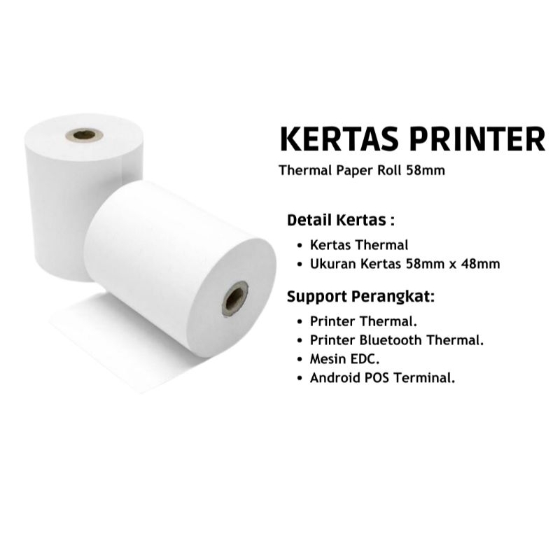 

Kertas Struk Thermal edc Paper Roll 57x30 58x30
