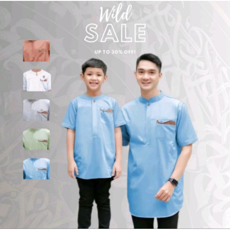 koko kurta couple ayah anak biru muda (Sky Blue)