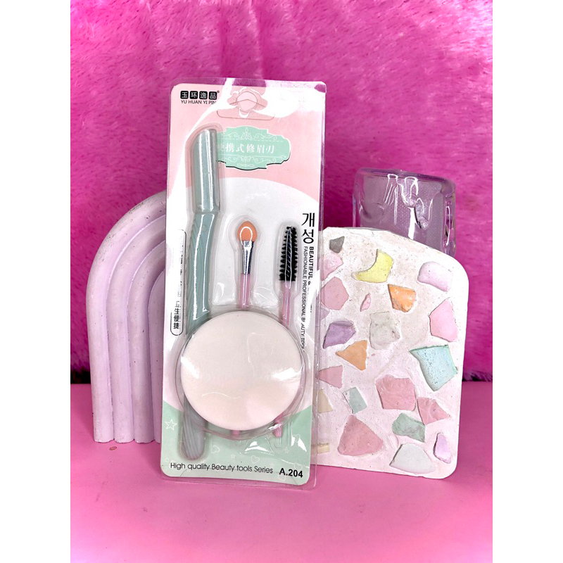 ✿ELYSABETHME✿ NALAMEI set cukur alis plus spons kerok pisau eyebrow bentuk eye brow mudah spully bed