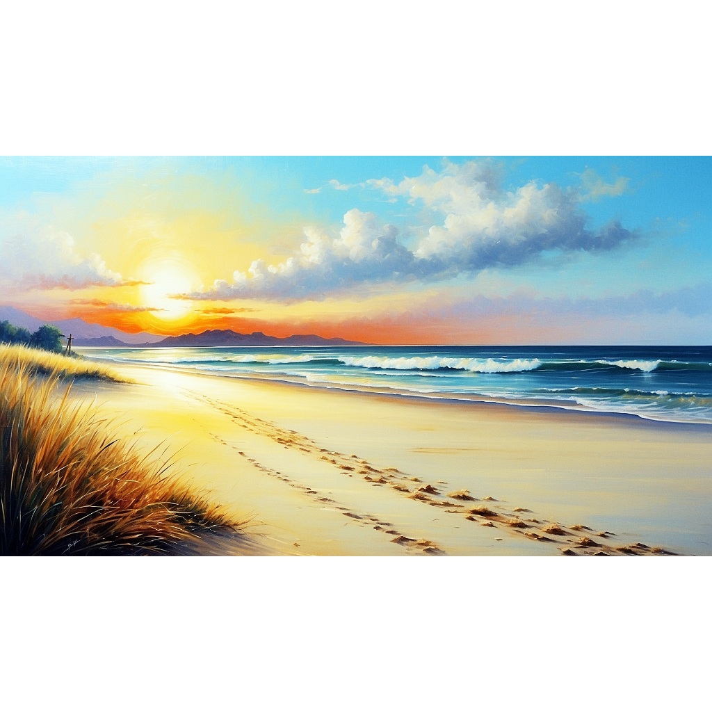 Stok Terkini Lukisan Kanvas Pemandangan Pantai dan Laut