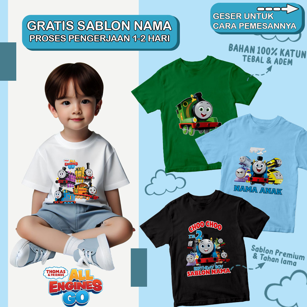 Baju Thomas And Friends Anak dan Dewasa Kaos Couple Kakak Adik Thomas And Friends