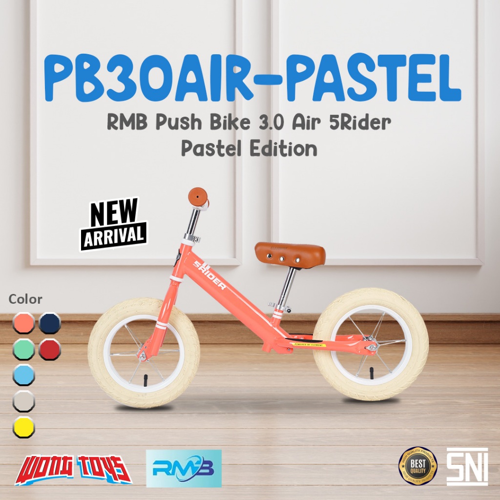 RMB Push Bike 3.0 Air 5Rider Pastel Edition (PB30AIR-PASTEL) - Sepeda Balance Bike Anak