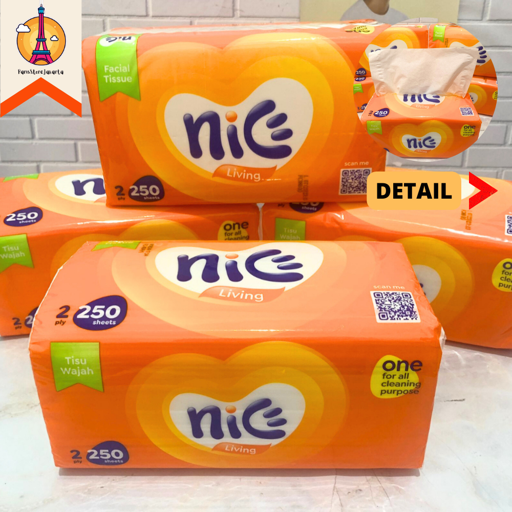 (4 PACK) Tisu Nice 250 Sheet 2ply Facial Tissue Wajah