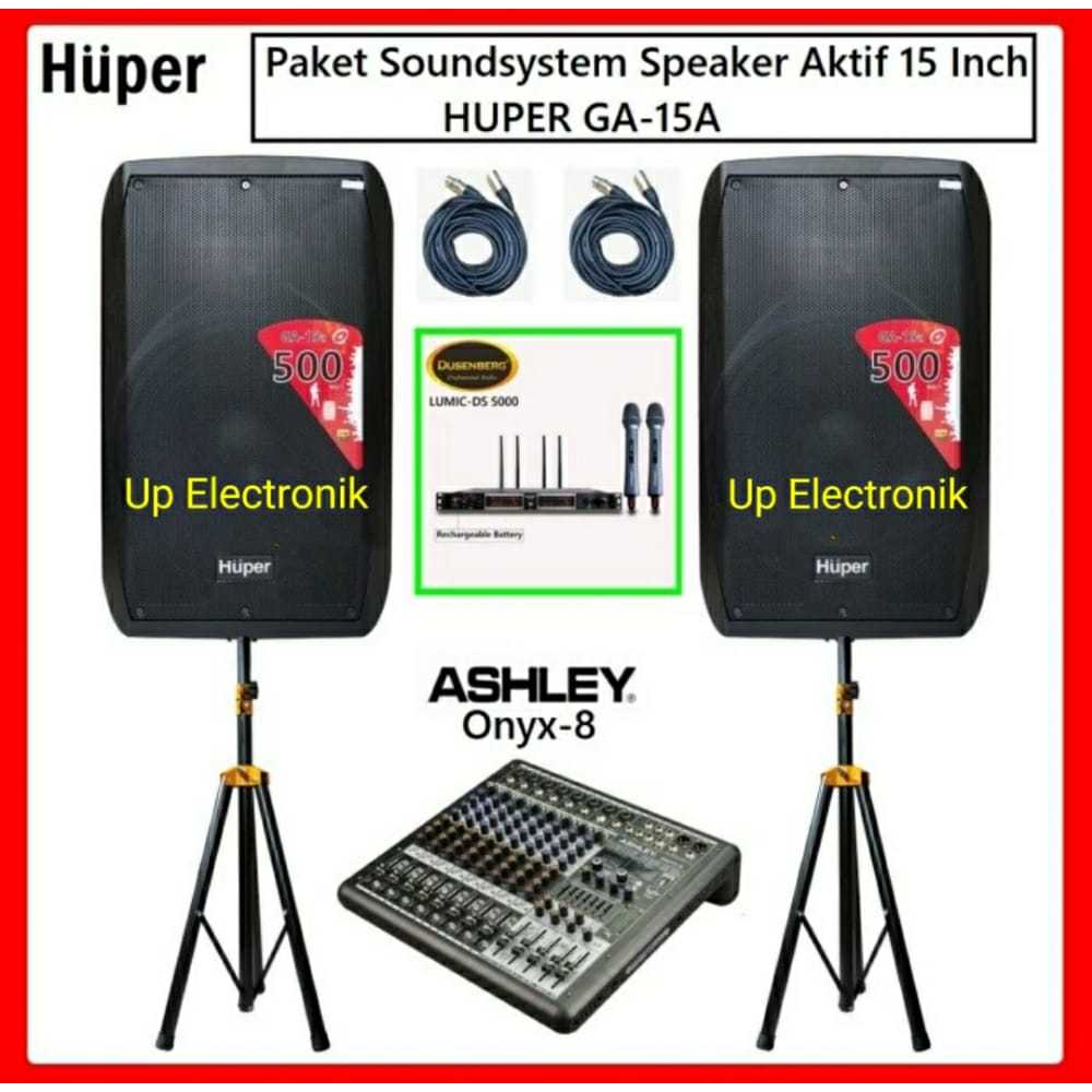 Paket Sound System Outdoor Speaker 15 Inch Huper GA15A Mixer 12 Channel