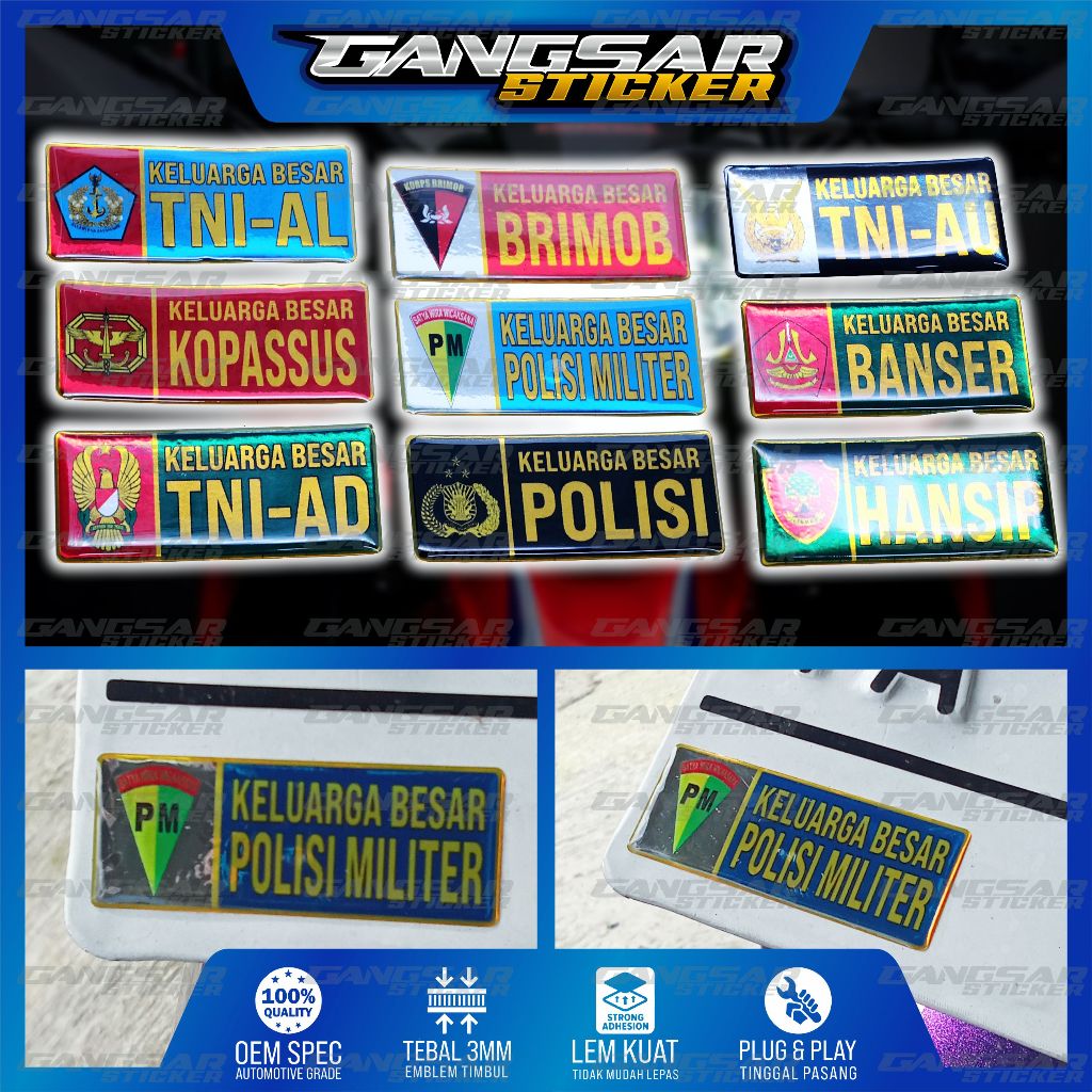 stiker emblem militer / emblem tni ad / emblem polisi / emblem banser / emblem kopassus / stiker tni