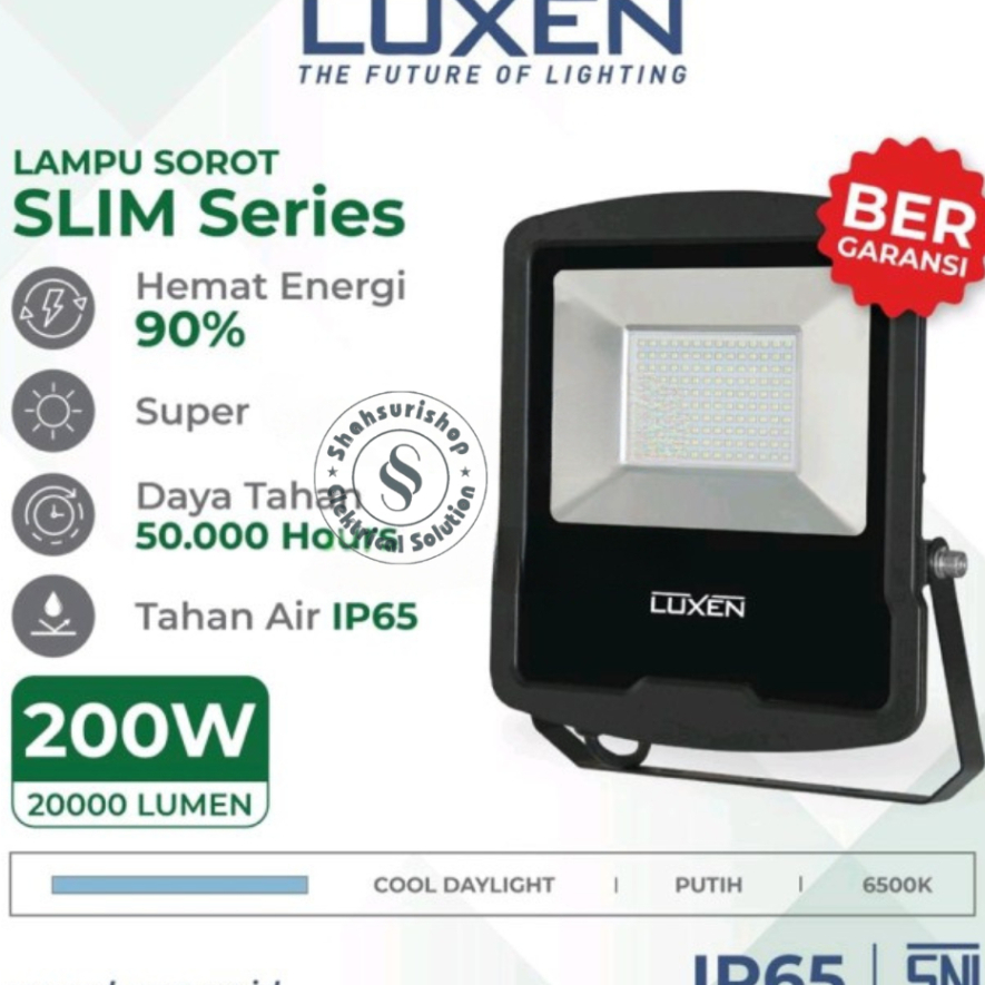 LAMPU SOROT LUXEN LED FLOOD LIGHT SLIM 200W 200 W WATT BERGARANSI