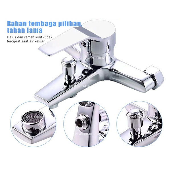 Kran Shower Keran Mixer Bathtub Kamar Mandi Toilet Air Panas Dingin - Keran Bathtub 2 Cabang Tanam