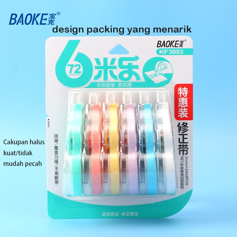 

tipe x kertas BaoKe isi 6 lebih terjangkau Ukuran pita terjamin tidak mudah putus pita film transparan PET