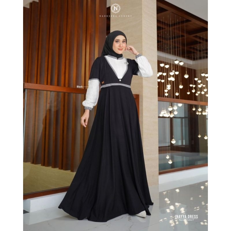 INAYYA DRESS ✅ GAMIS HITAM BIGSIZE NADHEERA LUXURY