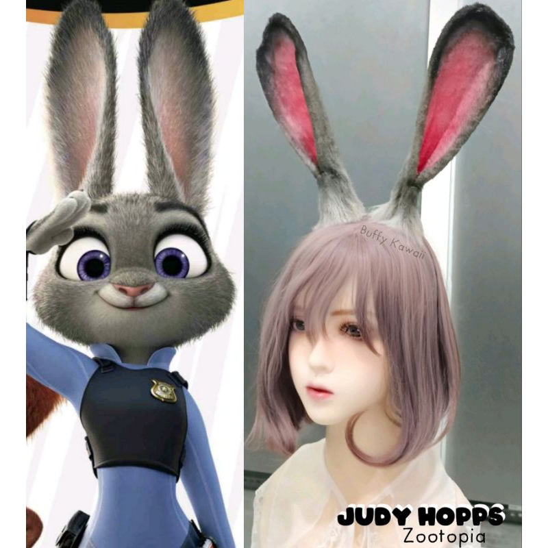 Bando Realistic judy hopps zootopia bunny ears kelinci gray cosplay halloween party