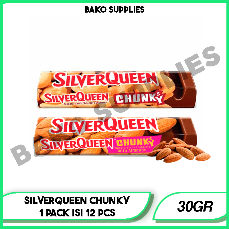 

SILVERQUEEN CHUNKY BAR MILK CHOCOLATE 1 PACK ISI 12 PCS @30GRAM | SILVERQUEEN CHASEW | SILVERQUEEN ALMOND