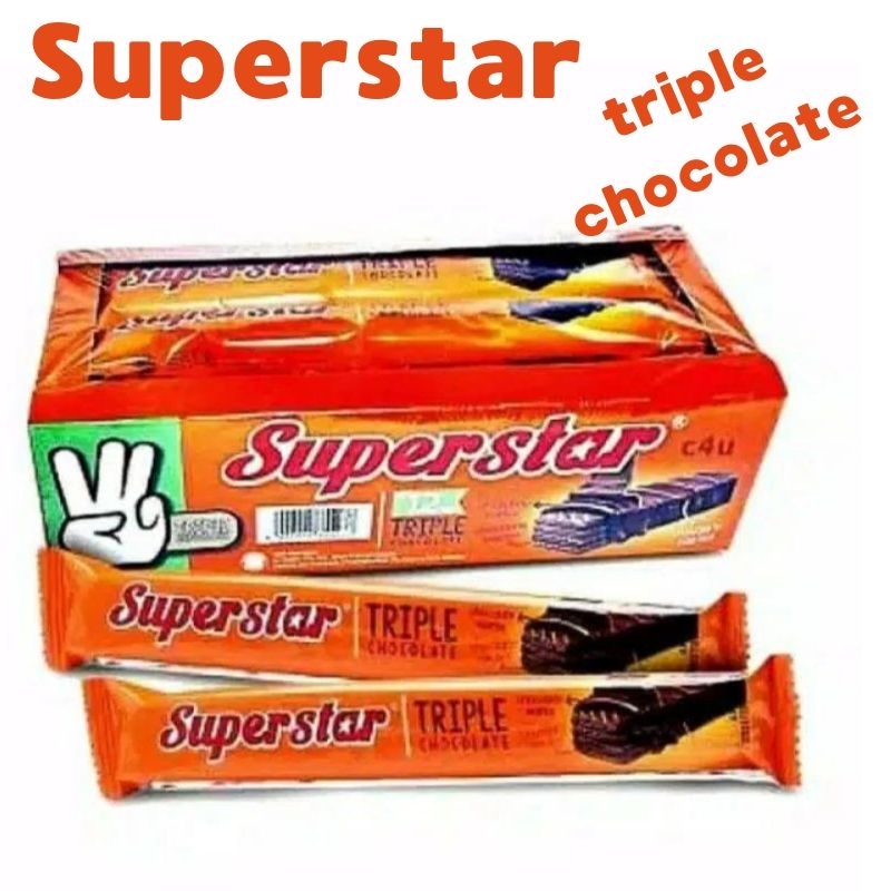 

Wafer Coklat superstar triple chocolate 1box isi 20pcs