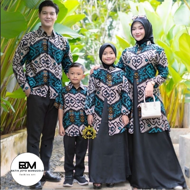 Baju Gamis Batik Couple Kondangan Sarimbit Pasangan Keluarga Ibu Ayah Dan Anak Perempuan Laki Laki M