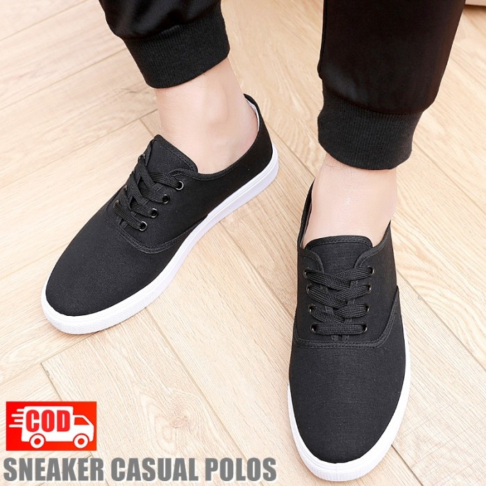 SEPATU KASUAL HITAM POLOS PRIA FANO CASUAL SNEAKERS KETS KEREN PRIA COWOK KEKINIAN  -  SPATU SHOES S