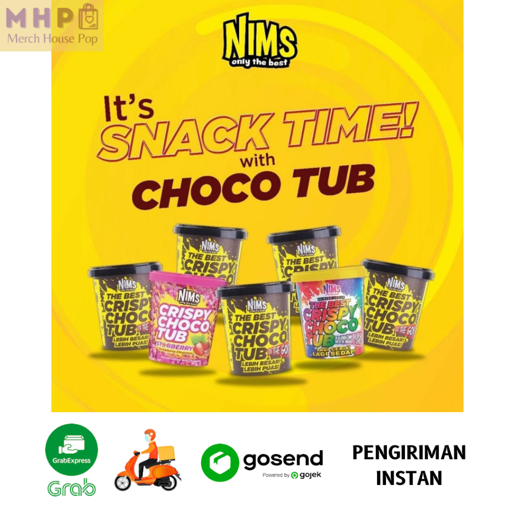 

NIMS - Choco Tub Coklat Cereal Renyah 250gr Coklat Viral Malaysia - Dark Chocolate Milk Chocolate White Chocolate Strawbery Chocolate