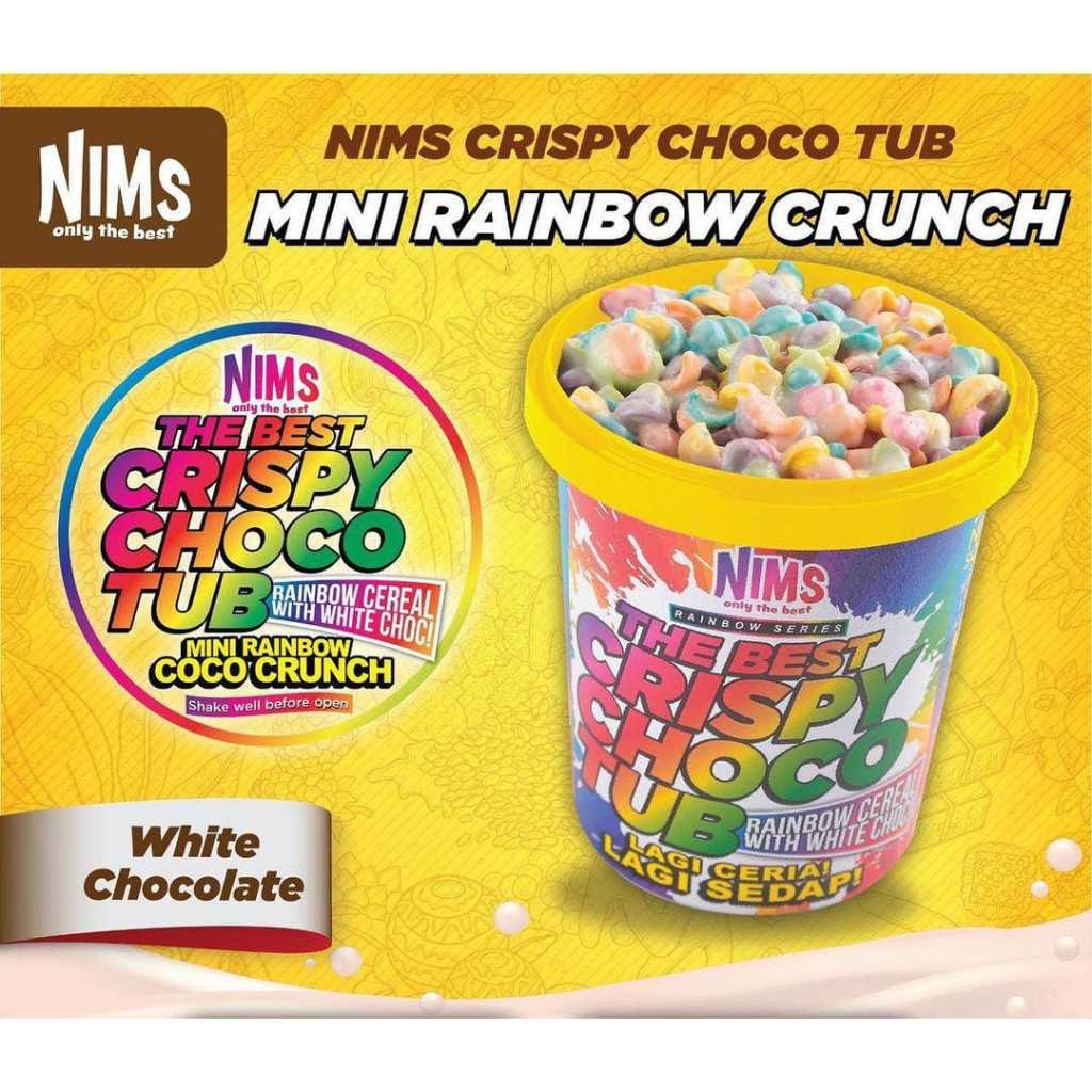 

NIMS Crispy Choco Tub Mini Rainbow Coco Crunch 250gr Campuran Coklat Putih dan Sereal Coklat Viral Malaysia Renyah Anti Melempem