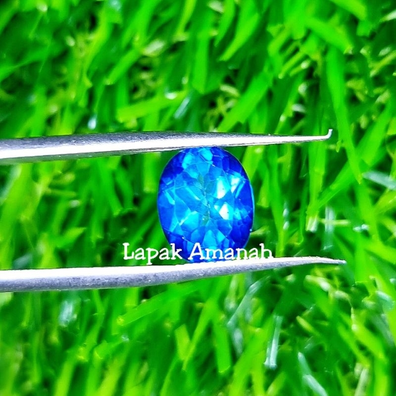 Batu Natural Blue Topaz London Asli Top Kristal Original