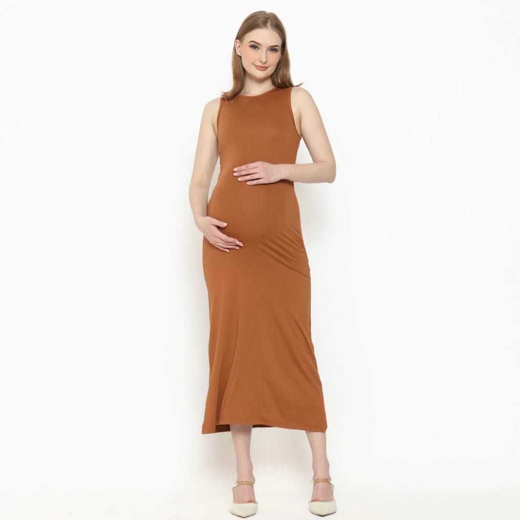 Inner Dress Rajut Span Dress Bumil Inner Maternity Manset Panjang Tanpa Lengan