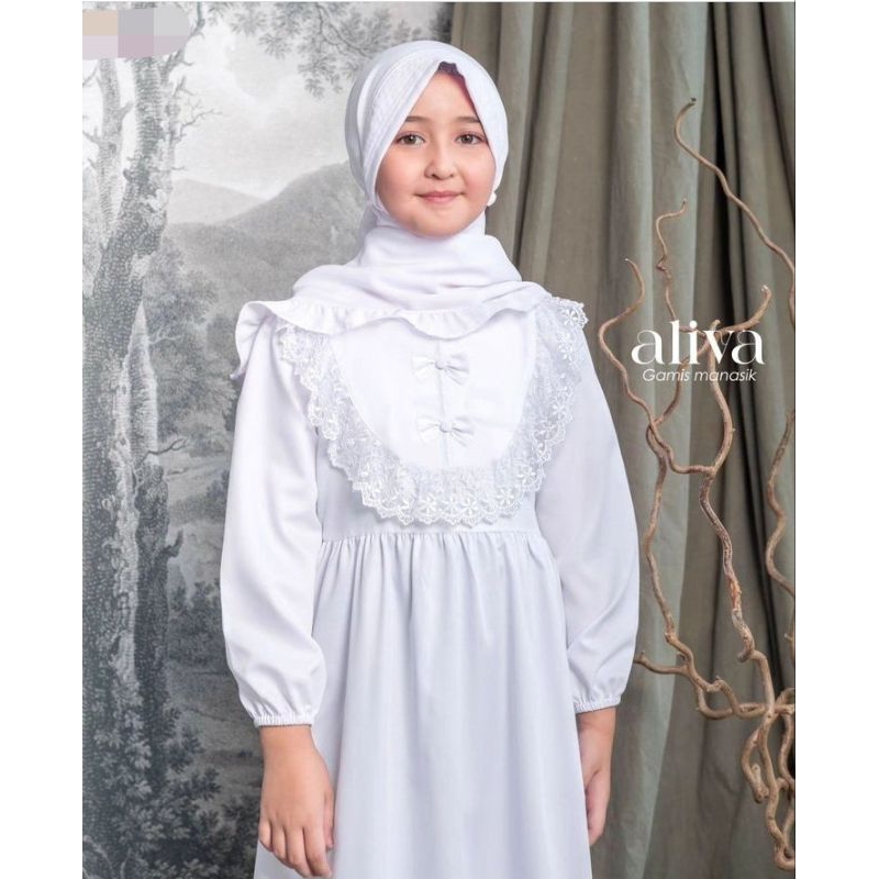 Set Gamis Anak Warna Putih Polos Manasik Haji Anak Tk Syari 2023