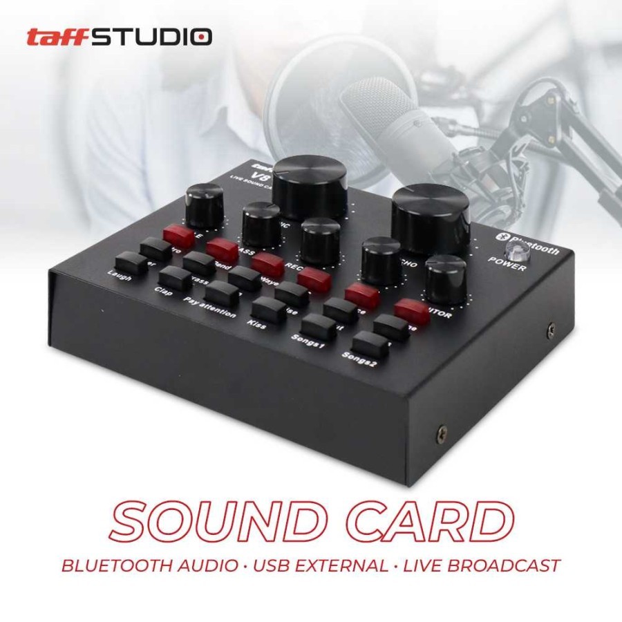 Soundcard Taffstudio V8 Bluetooth Audio USB External Soundcard Live V8 Mixer Broadcast Soundcard V8