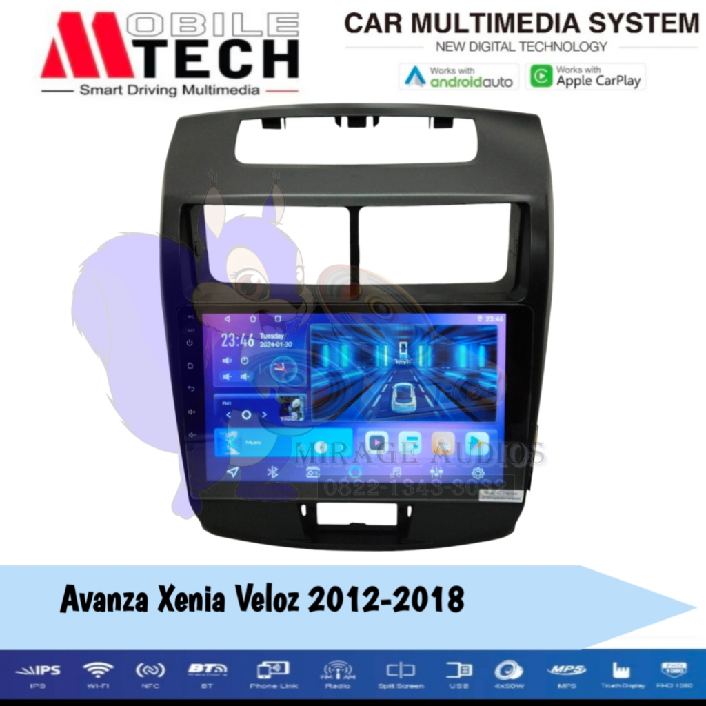 Head Unit Android Mtech Carplay Avanza Xenia Veloz 2012-2018 9 inch