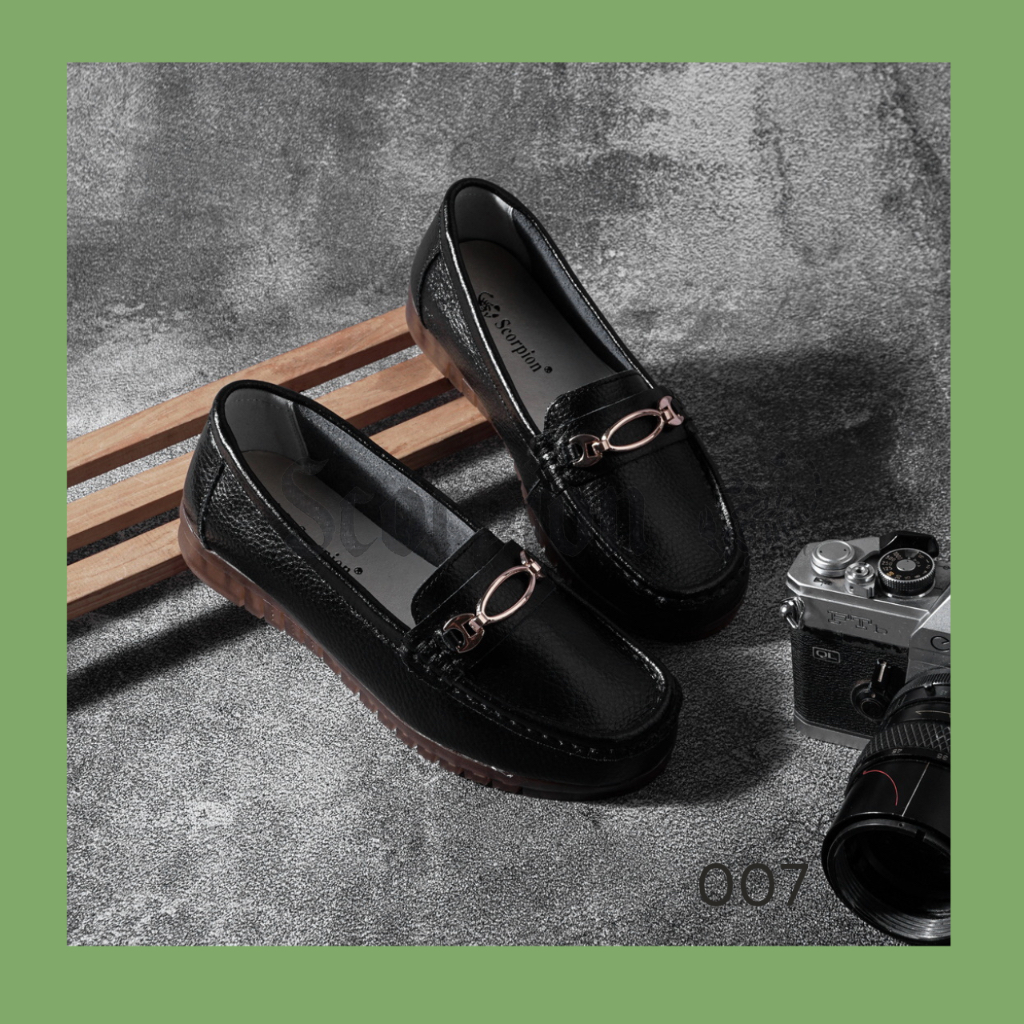 Sepatu Scorpion - 007 Sepatu Kulit Pantofel Wanita Flat Shoes Semi Moccasin
