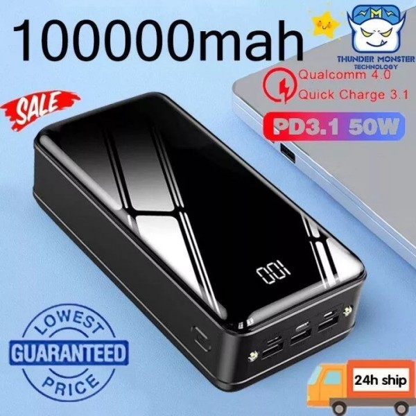 𝓝𝓔𝓦  Power Bank 100000 / 150000 / 180000 mAh ori robot 2023 100% asli original Terbaik 4 built-in ca