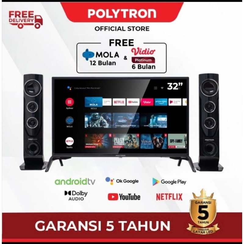 LED Android Smart TV Polytron PLD32TAG-9855 / PLD-32TAG9855 32 inch