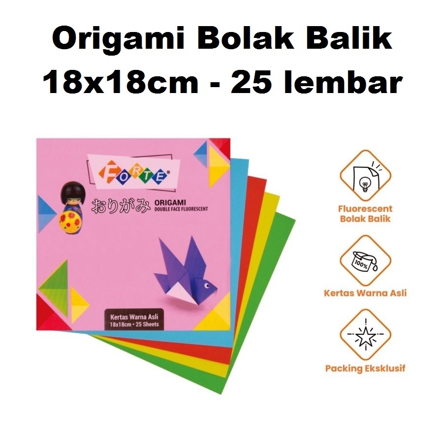 

Kertas Origami Bolak Balik 18x18cm Forte 25 Lembar/Origami 2 sisi/Kertas Lipat Origami