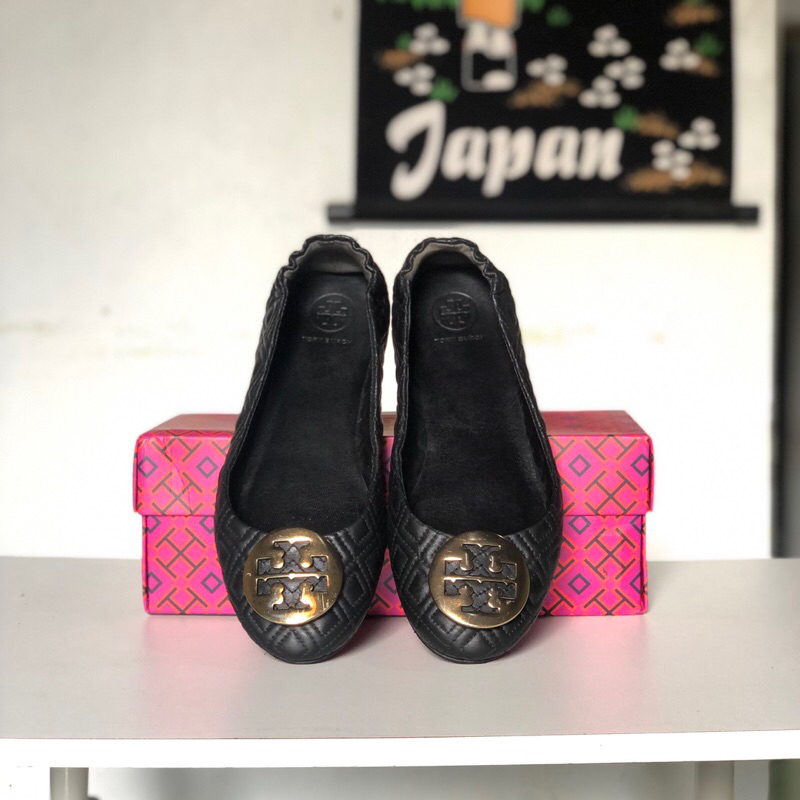 [PRELOVED] Sepatu Tory Burch TB Shoes Quilted Minnie Black Hitam ORI 100%