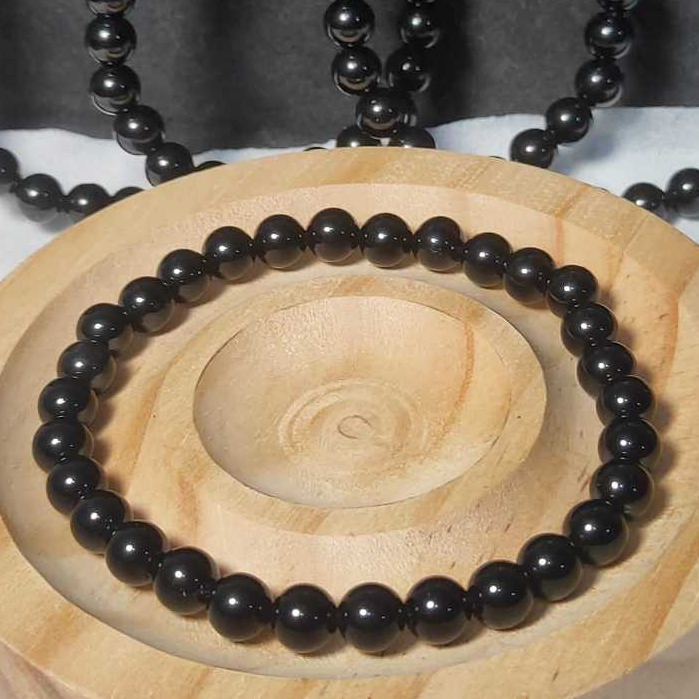 Gelang Black Obsidian Natural 6 mm Top Grade