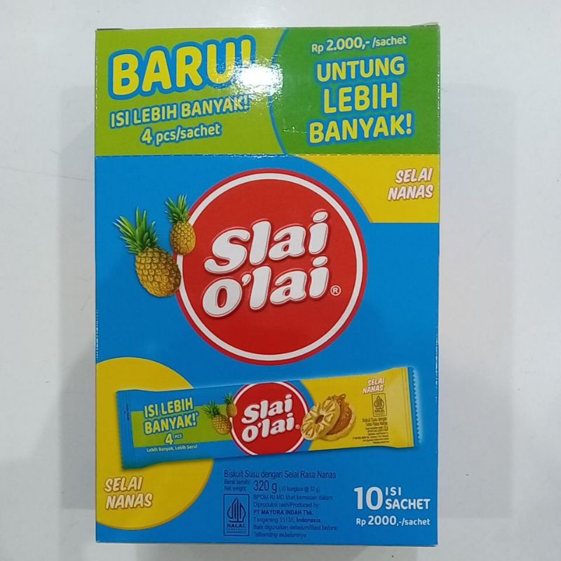 

Slai Olai Biskuit Susu dengan Selai Rasa Nanas 32 g @10 pcs / 320 gram