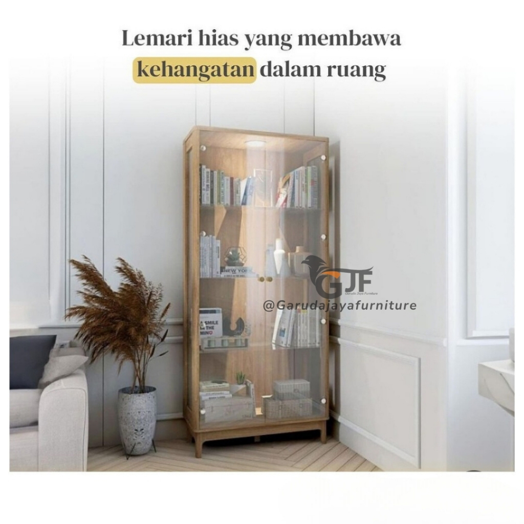 LEMARI PAJANGAN FULL KACA LED / LEMARI HIAS / LEMARI KACA HIAS TRANSPARANT / LEMARI PAJANGAN LED / L