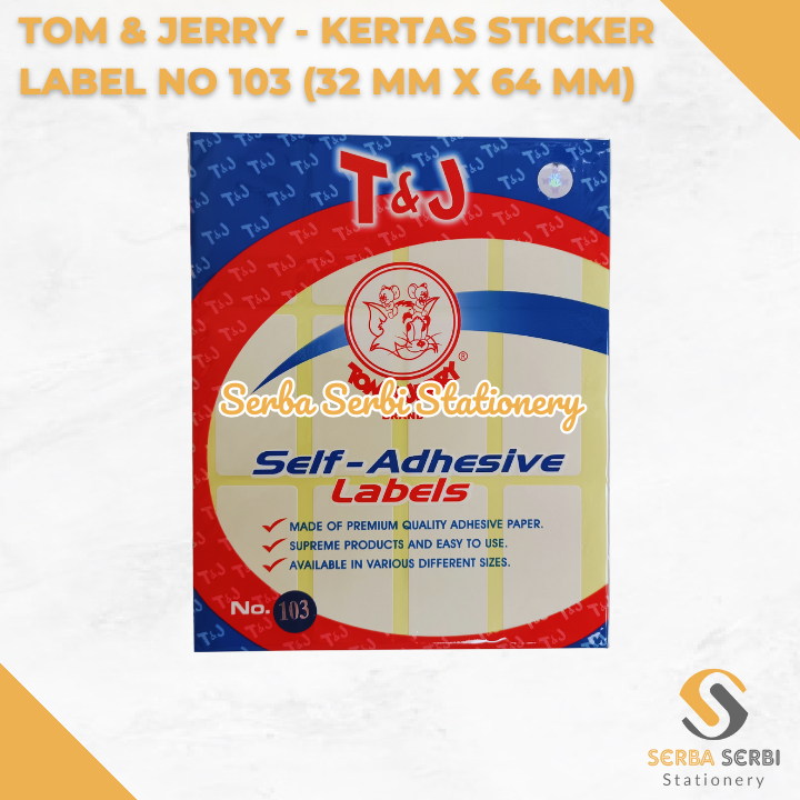 

GROSIR (1 PAK ISI 10 LEMBAR) TOM & JERRY - KERTAS STICKER / STIKER LABEL HARGA / NAMA / UNDANGAN NO 103 (32 MM X 64 MM)