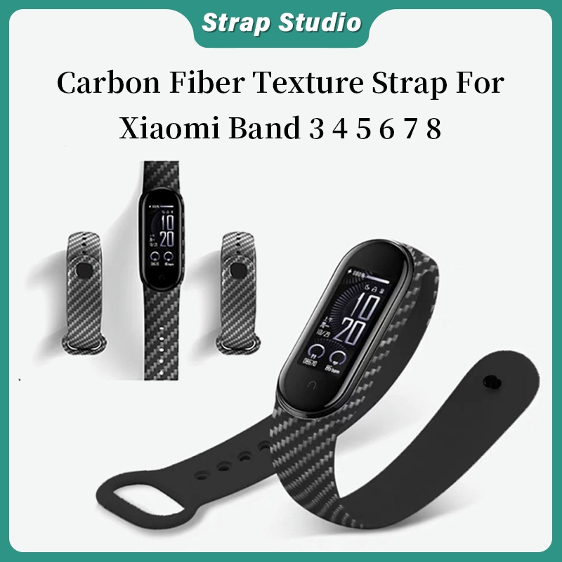 Xiaomi Band Carbon Fiber Texture Strap Mi Band 3 4 5 6 Fashion Strap M6 M7 Smartwatch Replacement Ba