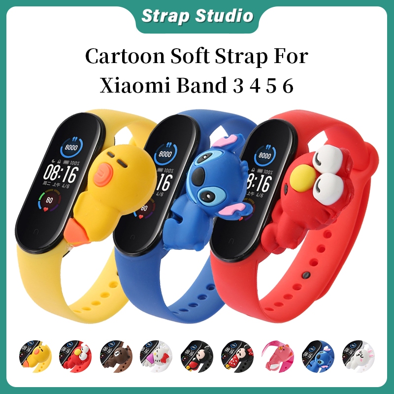 Strap Xiaomi Band Cute Cartoon for Mi Band 3 4 5 6  Soft Strap Smartwatch M6 M7 Replacement Band